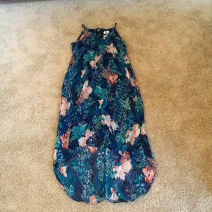 High-Low Blue Floral Dress